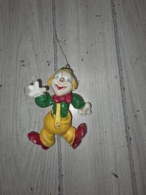 Vtg 1950 Clown Hanging Ornament Plastic Blow Mold 4.5" Christmas Holiday Read